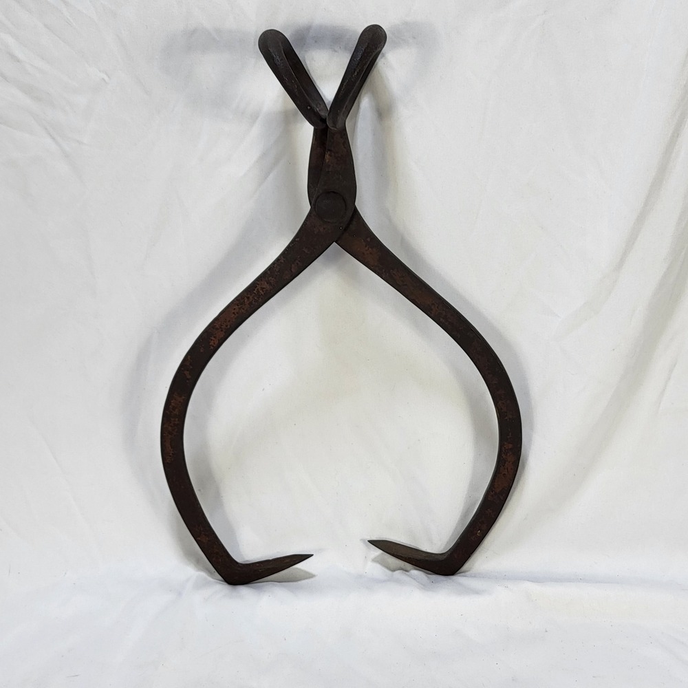 Antique Gifford Wood Co Hudson NY Ice Block Tongs 16in Ice Harvesting Tool